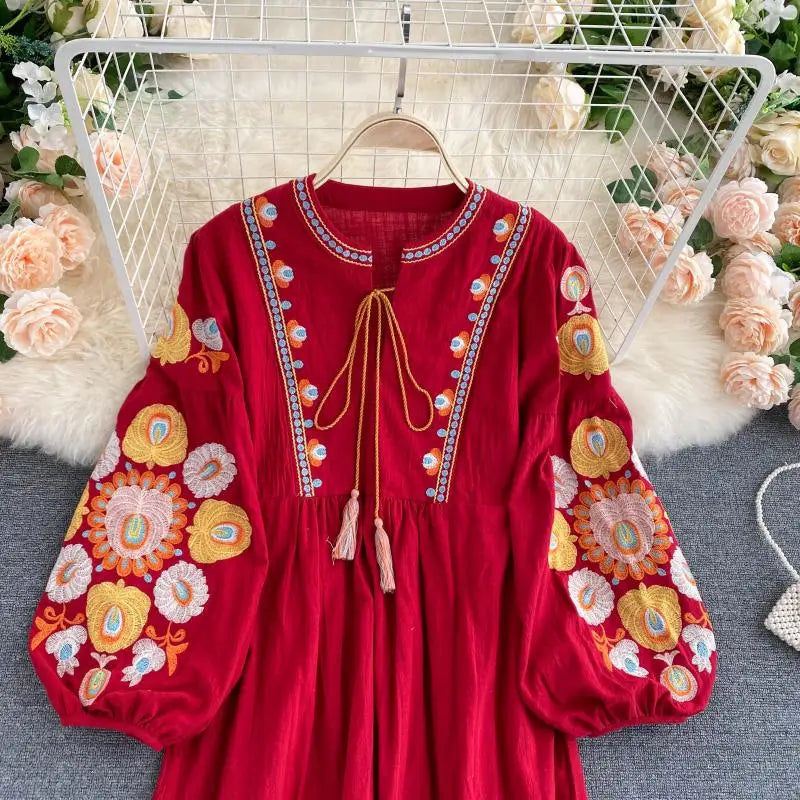 Mini Bohemian Retro Folk Dress