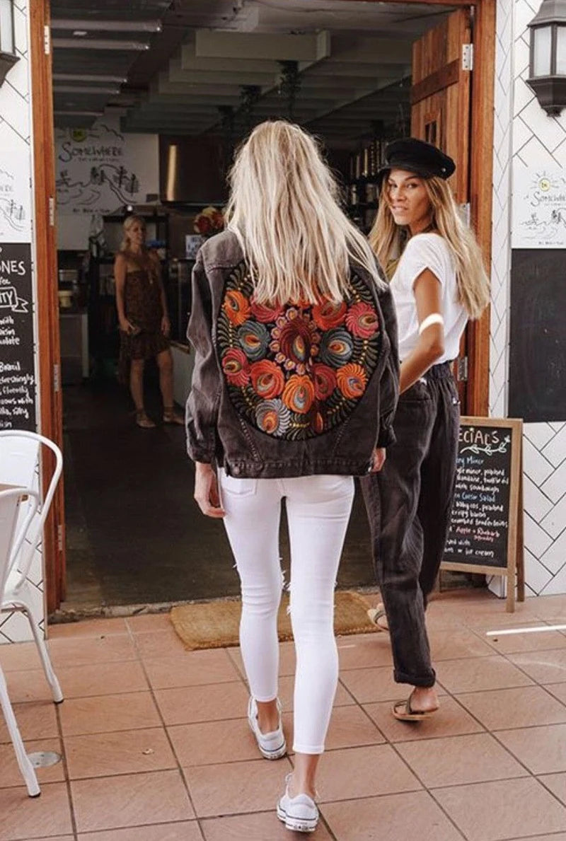 BOHEMIAN FLOWER DENIM JACKET