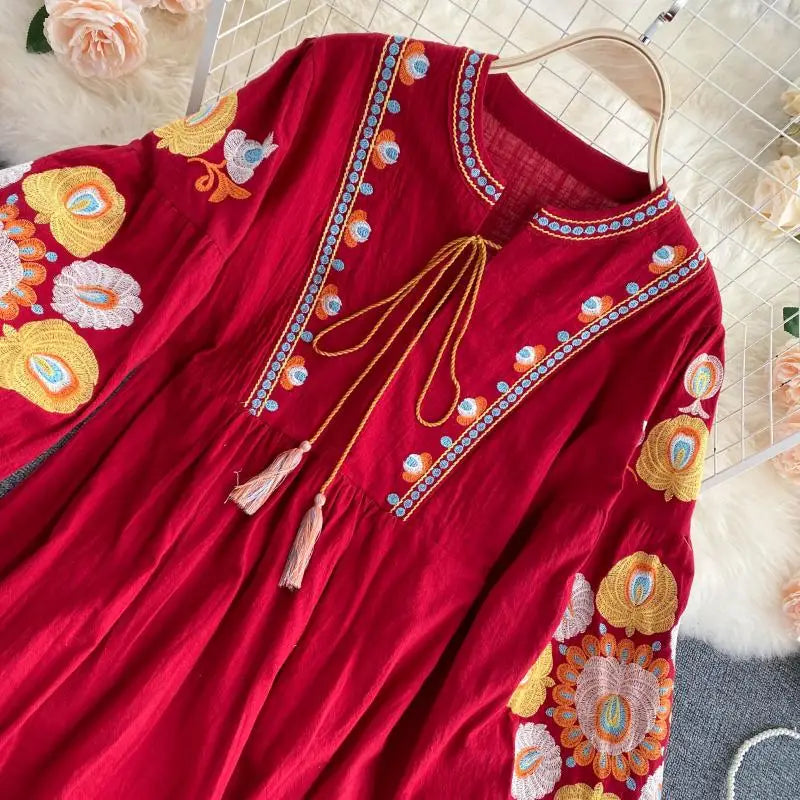 Mini Bohemian Retro Folk Dress