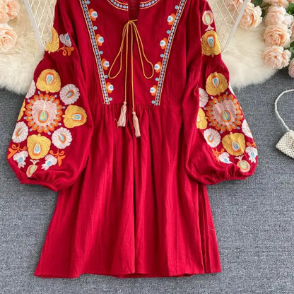 Mini Bohemian Retro Folk Dress