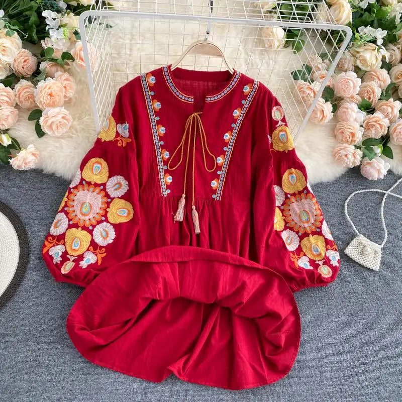 Mini Bohemian Retro Folk Dress