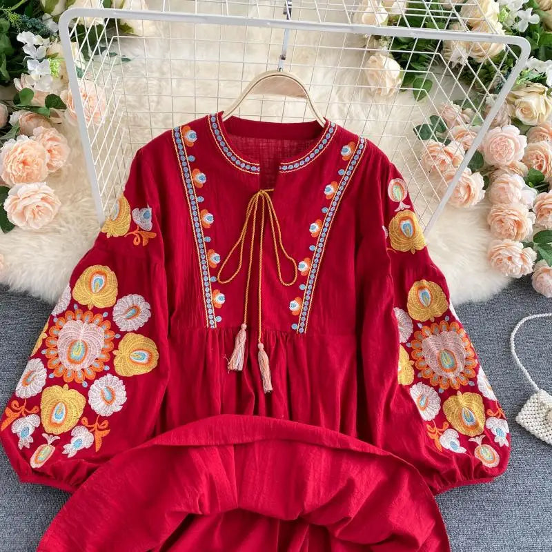 Mini Bohemian Retro Folk Dress