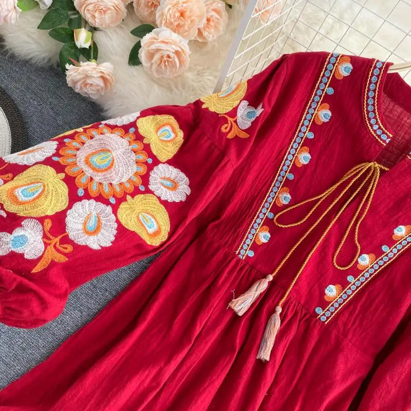 Mini Bohemian Retro Folk Dress