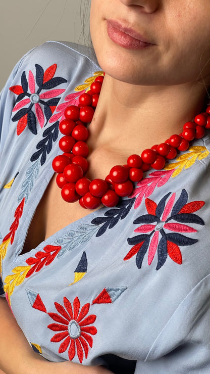 Red Handmade Beads Necklace