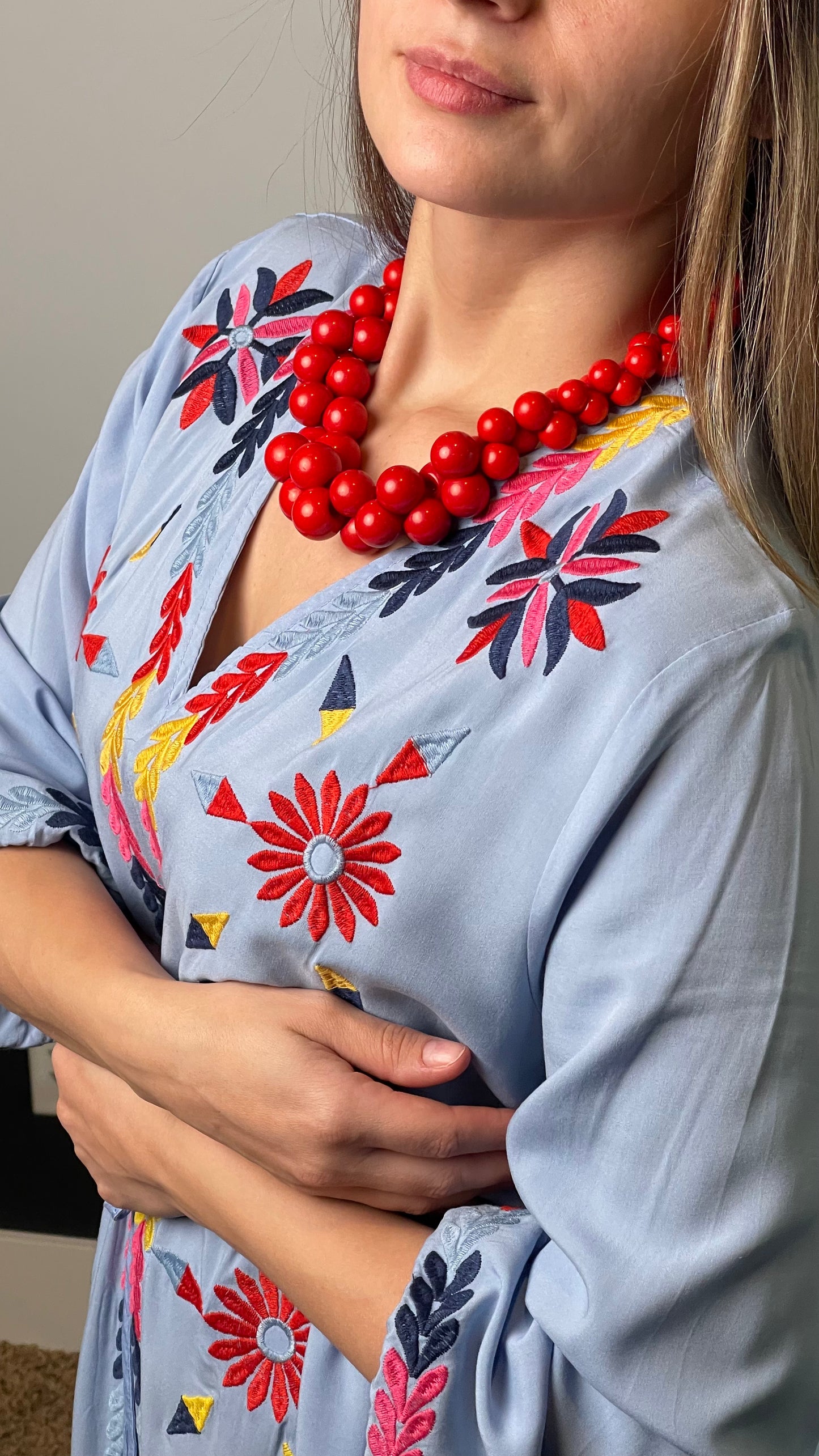 Red Handmade Beads Necklace