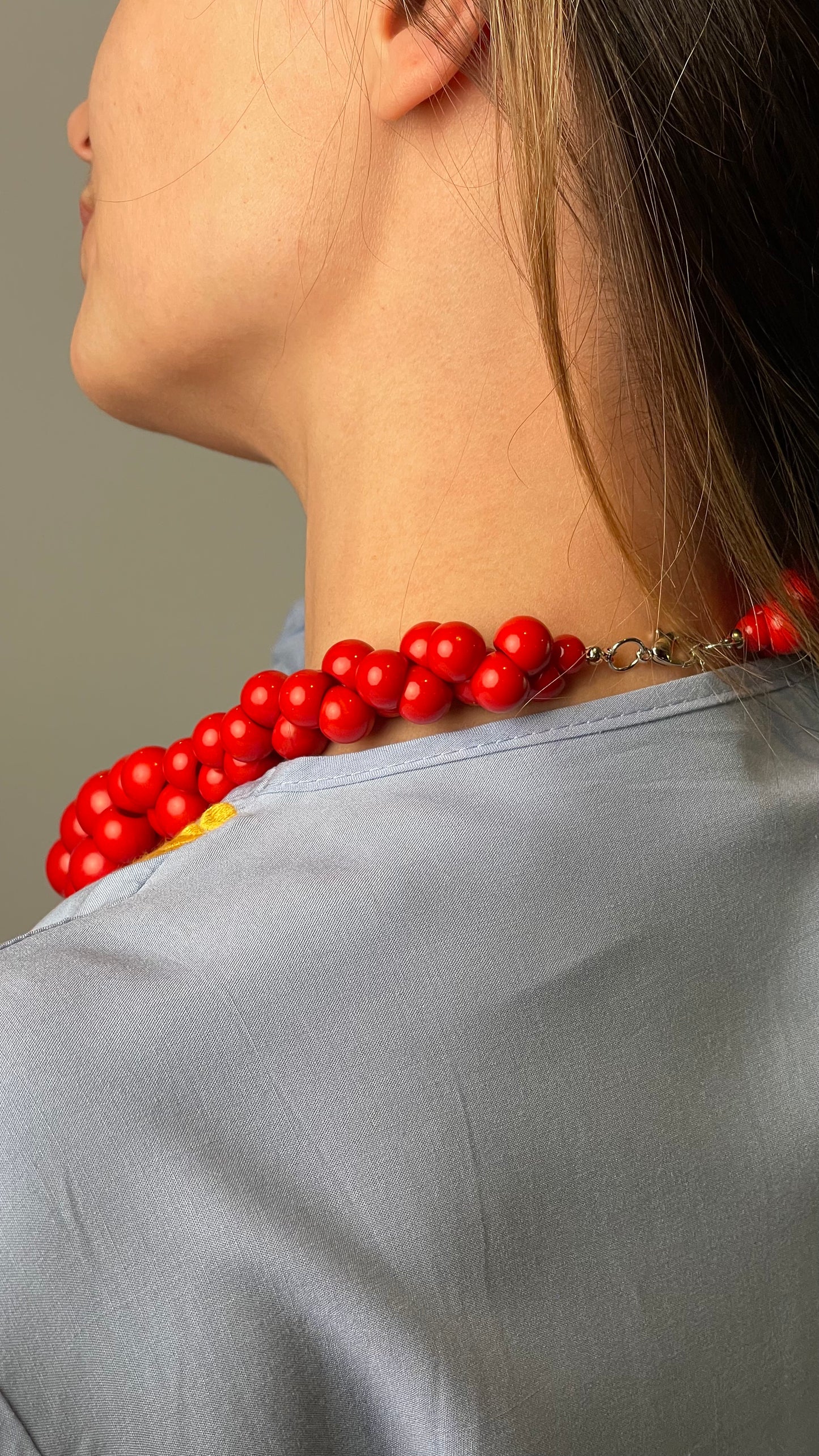 Red Handmade Beads Necklace