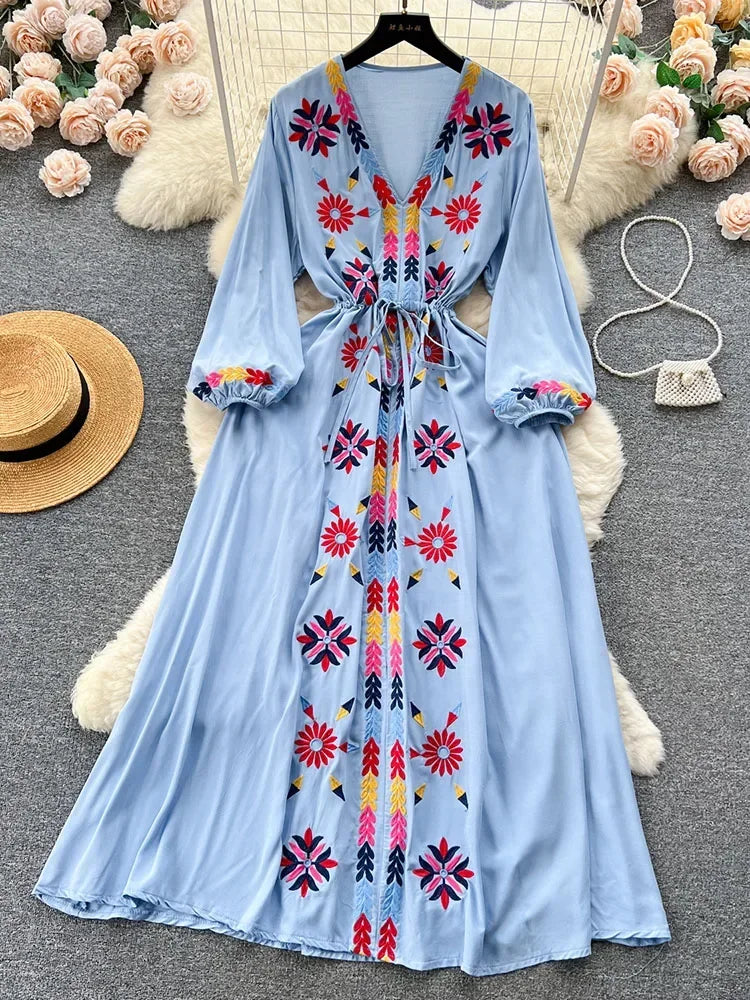 Retro Ethnic Boho Long Dress