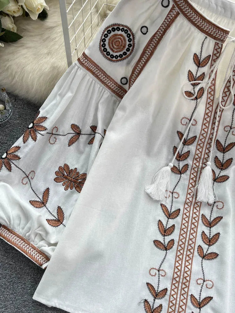 Ethnic / Slavic Mini Dress Loose Style