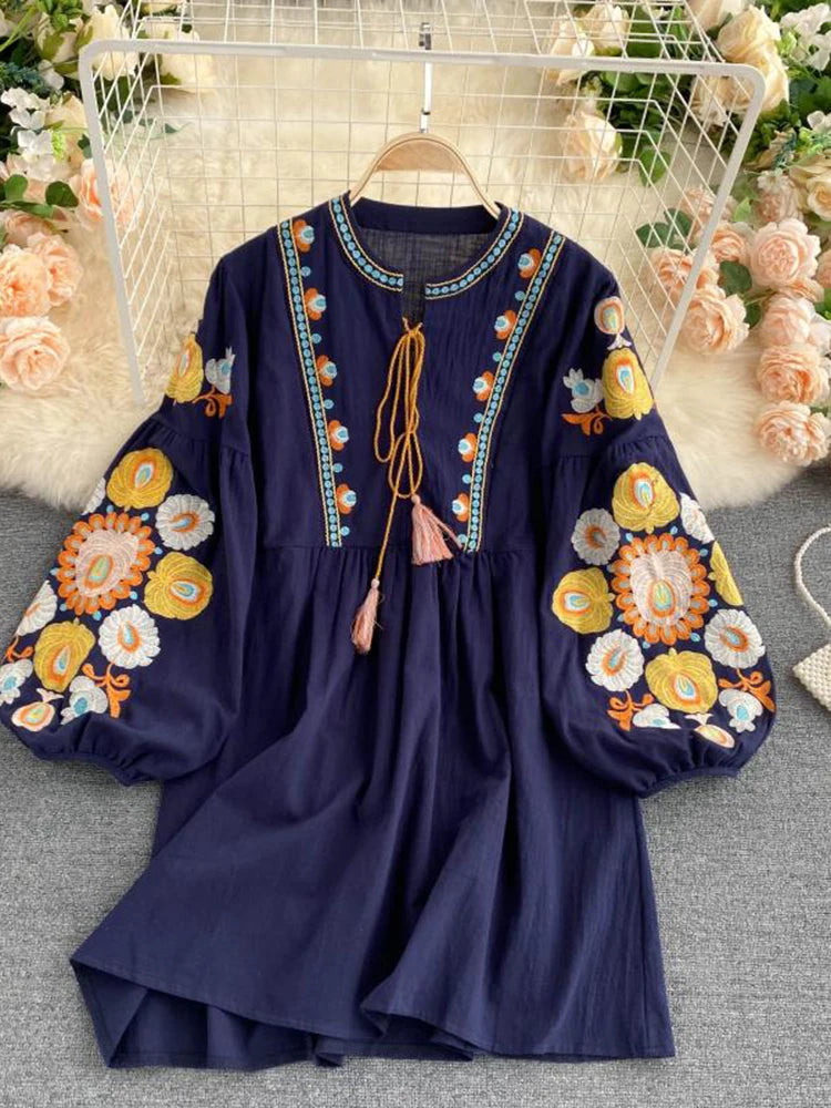 Mini Bohemian Retro Folk Dress