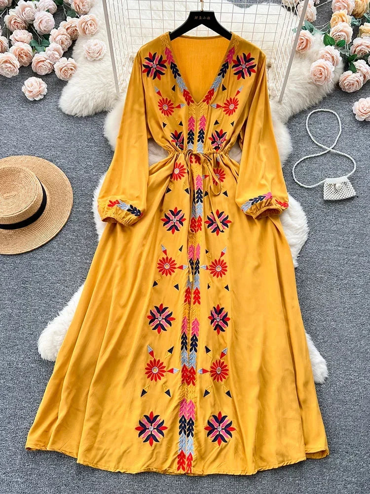 Retro Ethnic Boho Long Dress