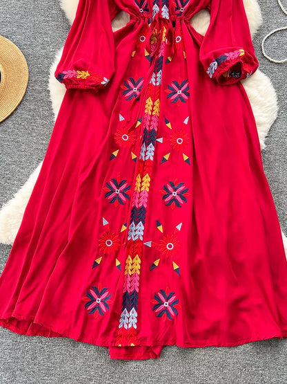 Retro Ethnic Boho Long Dress