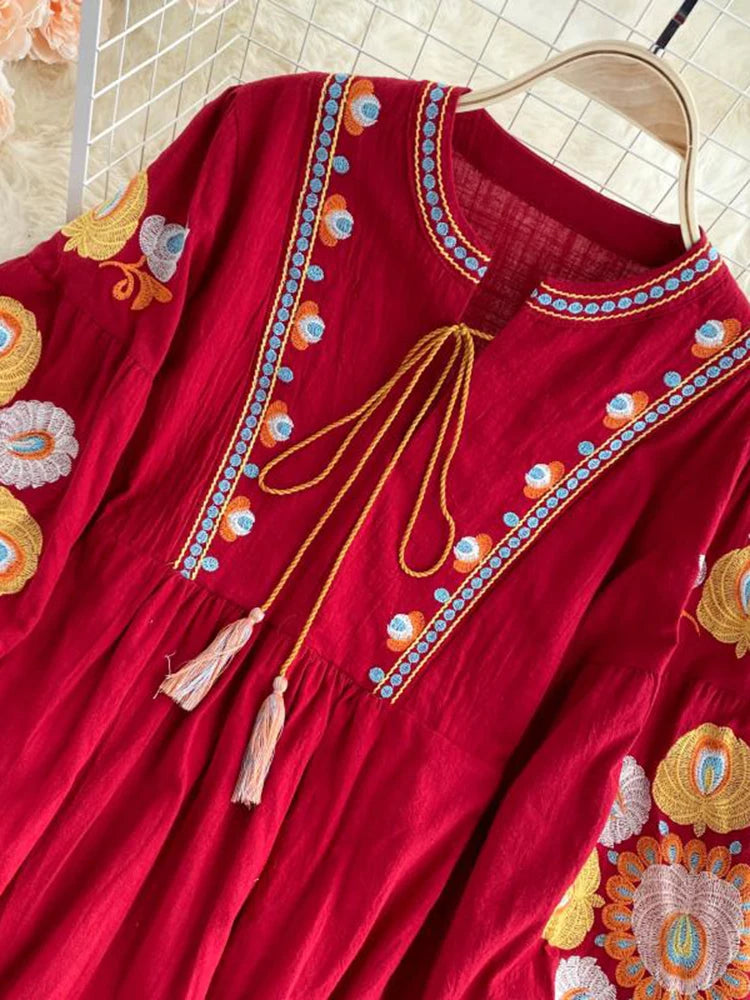 Mini Bohemian Retro Folk Dress