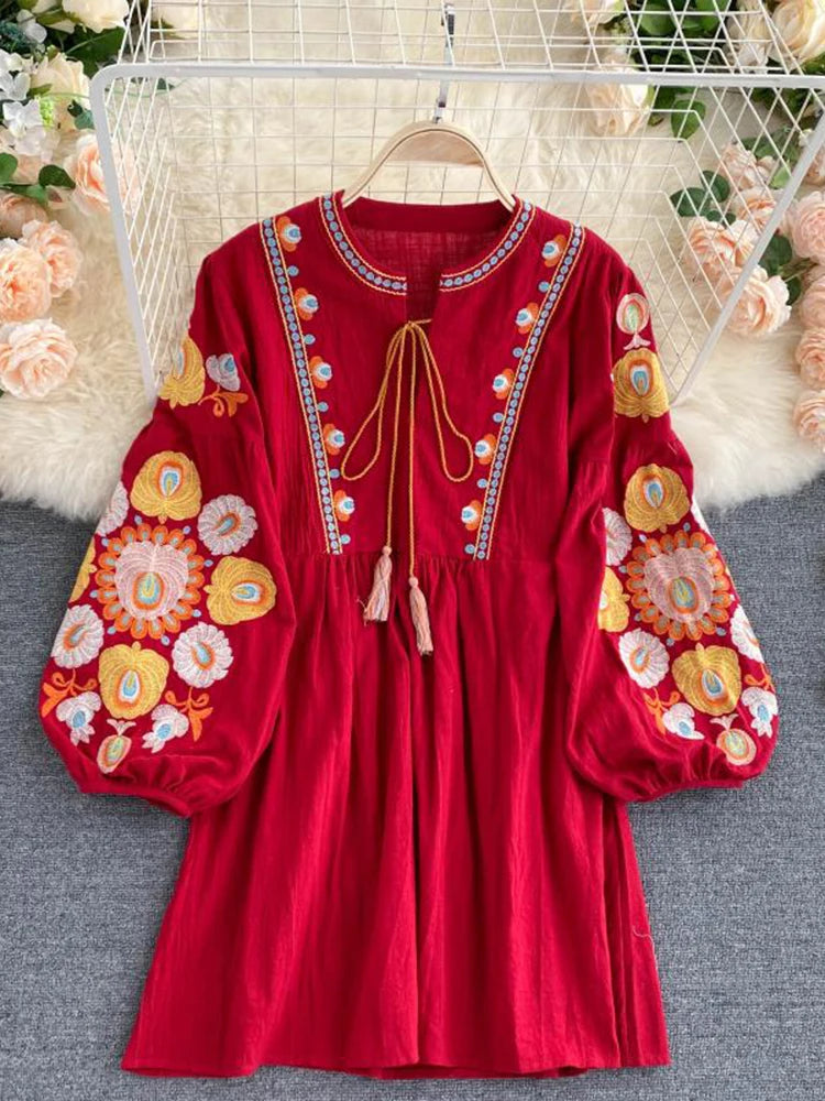 Mini Bohemian Retro Folk Dress