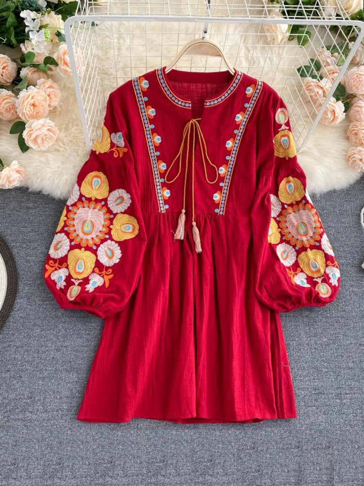 Mini Bohemian Retro Folk Dress