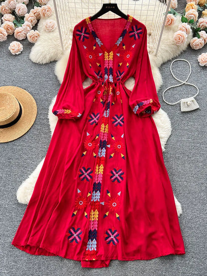 Retro Ethnic Boho Long Dress