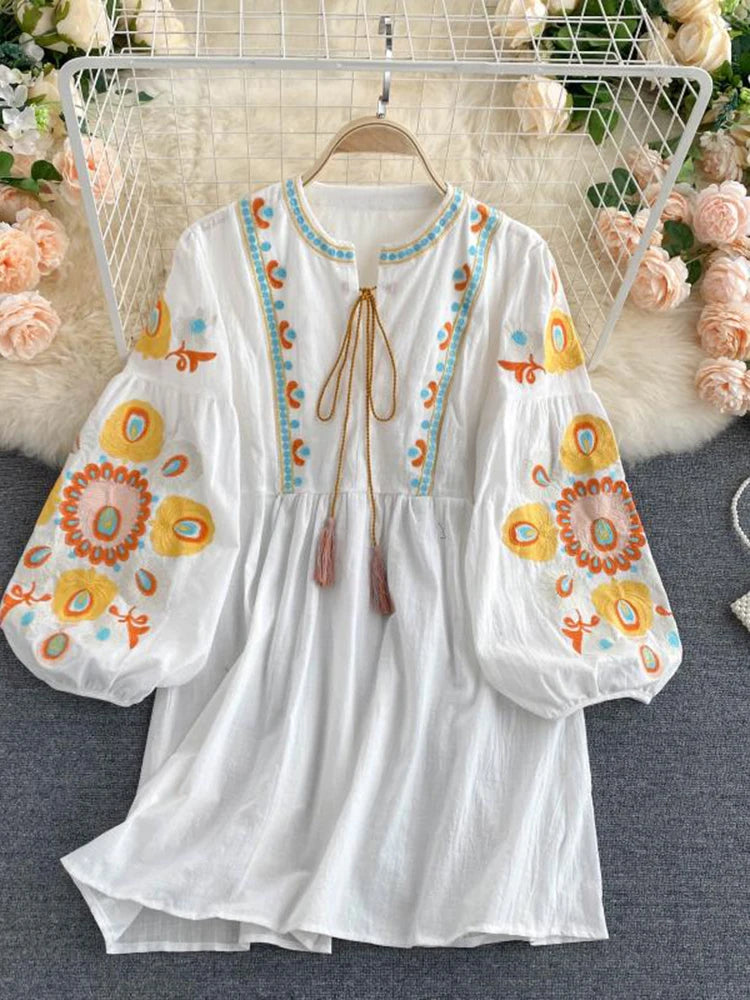 Mini Bohemian Retro Folk Dress