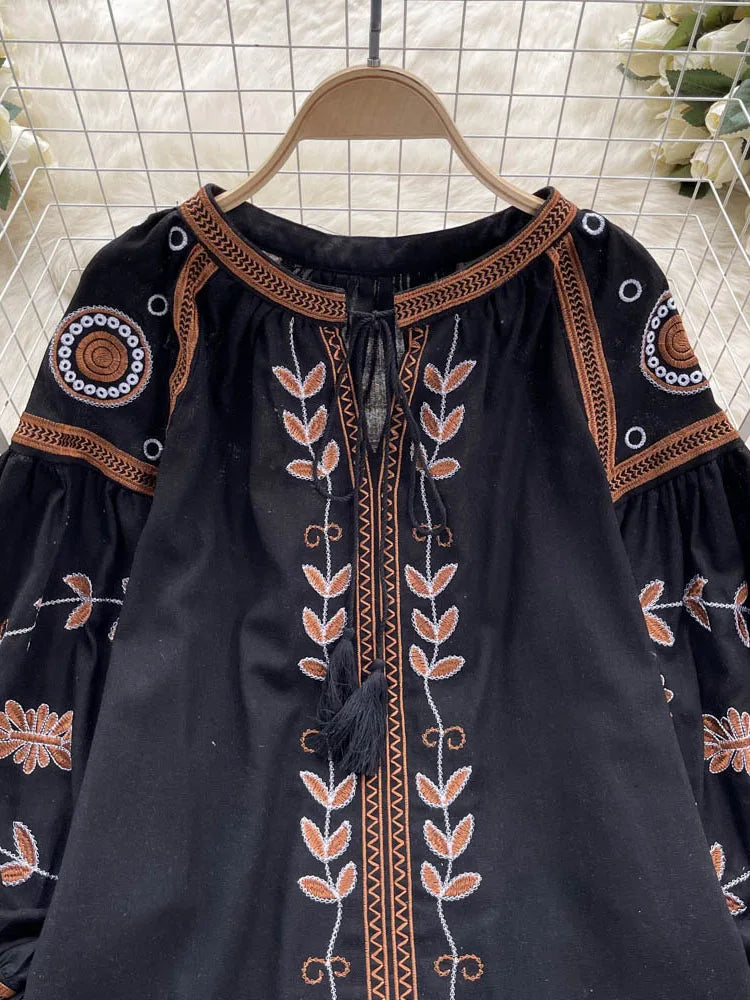 Ethnic / Slavic Mini Dress Loose Style